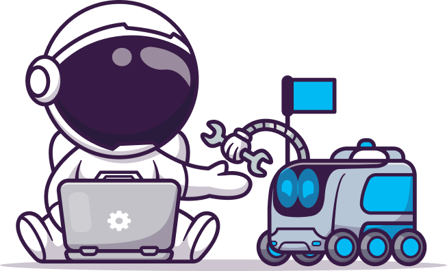 Imagem de um astronauta trabalhando em um laptop